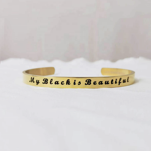 Bracelet <span class=keywords><strong>Mantra</strong></span> personnalisé en or trempé US Euro, gravure inspirée des femmes et des hommes, manchette C, I <span class=keywords><strong>Am</strong></span> Collection - Product Image 2