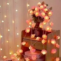 Guirlande lumineuse LED en mousse de rose, petite lanterne, alimentée par un boîtier à piles, décoration festive