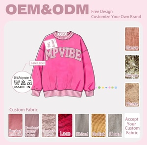 <span class=keywords><strong>Felpa</strong></span> Oversize in Pile per Ragazze con Patch a Contrasto e Lettere, Personalizzabile OEM, Manica Lunga, per il Ritorno a Scuola - Product Image 2