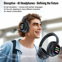 Casque de traduction IA avec écran tactile LCD, interprétation simultanée en 115 langues, sans fil, circum-auriculaire