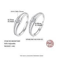 CZCITY Ensemble de bagues classiques pour couple en argent sterling 925 plaqué rhodium, alliances en zircon, bagues de fiançailles assorties pour homme et femme