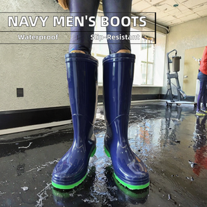 Botas de Lluvia de PVC con Purpurina, Antideslizantes, Impermeables, Color Azul Marino, Ligeras, Resistentes al Ácido, para Hombre, para Otoño e Invierno, Zapatos de Trabajo Económicos - Product Image 2