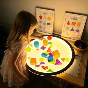 Tavolo Luminoso LED Rotondo per Bambini con Cambio Colore, Gioco Educativo Sensoriale Prescolare - Product Image 1