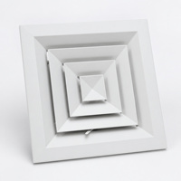 Diffuseur de plafond carré à 4 voies avec amortisseur et noyau amovible - Grille d'aération HVAC en aluminium