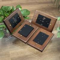 Interrupteur mural vintage rétro en bois massif de style américain DepoGuye avec ports USB-A et USB-C 110-240V 2/3/6 prises