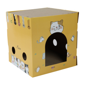 Large <strong>Cat</strong> Cardboard <strong>House</strong> with 2 Scratching Pads <strong>Detachable</strong> Corrugated Scratcher Bed Lounge for Indoor <strong>Cats</strong> Popular <strong>cat</strong> <strong>House</strong> - Product Image 2