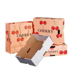 Özel tam renkli baskı iki adet taze kiraz meyve ambalaj kutusu es Mango elma domates küçük karton ambalaj kutusu