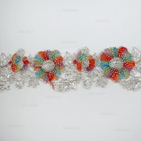 Bordure en dentelle perlée et pailletée de luxe pour Abaya Kaftan, ruban en maille scintillante pour voile de mariée et vêtement, bordure en dentelle de couture de haute qualité