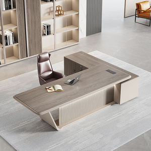 مكتب فاخر من الشركة المصنعة ، تصميم مكتب حديث لامع على شكل حرف L ، CEO عالي الجودة ، قابل للتحويل - Product Image 2