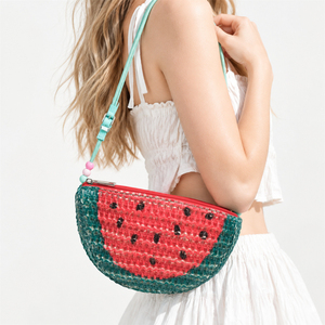 Sac à bandoulière demi-lune en forme de tranche de pastèque avec fermeture éclair, idéal pour les vacances d'été, souvenir, cadeau, logo personnalisé - Product Image 1