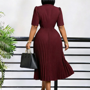 Robe de bureau d'été <span class=keywords><strong>J4</strong></span> Fashion pour femmes, robe élégante décontractée à manches courtes, col tailleur, robes de travail pour femmes, robes maxi africaines pour femmes - Product Image 5
