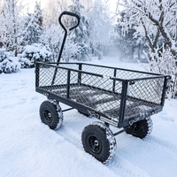 Carretilla de Jardín Plegable de Acero Inoxidable con 4 Ruedas, Carro de Mano Utilitario con Mango en D OEM para Acampar al Aire Libre y Construcción