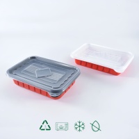 500ml 750ml Jetable Rouge Noir PP En Plastique Conteneur De Stockage Des Aliments Hermétique Rectangle Togo Emballage Thermofor Bento Boîte À Lunch