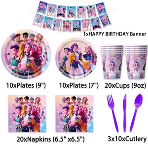 Décorations de fête d'anniversaire sur le thème du groupe K-POP Witch Hunter : guirlandes, assiettes en papier, gobelets, serviettes, ballons – Vente chaude - Product Image 3