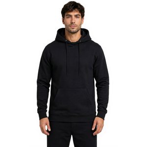 Sweat-shirt à capuche noir pour homme, en coton molletonné, décontracté, pour la moto, avec poche avant, coupe classique - Product Image 1