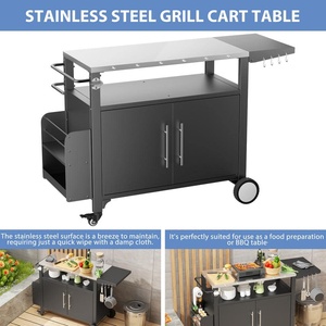 Mesa de Preparación Móvil para Barbacoa AJUNION, Carrito de Parrilla para Exteriores, Gabinete de Almacenamiento, Isla de <span class=keywords><strong>Cocina</strong></span> para Exteriores, Mesa Auxiliar Plegable con Ruedas - Product Image 4