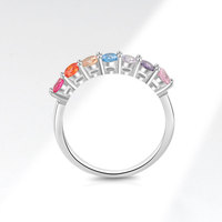 Bague de mariage de luxe en argent pur S925 avec diamant coloré, faite à la main - Design unique à bouche fermée pour un accessoire polyvalent et tendance