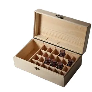 JUNJI Essential Oil Storage Box Wooden Slots Aromatherapy Container Organizer Case Personalized Wood Oil Storage Box