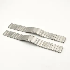 Factory Custom Logo High Quality Stainless Steel Metal 20mm 22mm Flat End Watch Band Bracelet