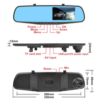 Cámara para Auto Full HD 1080P de 4.3 Pulgadas con Doble Lente, Espejo Retrovisor, Grabador de Video Digital (DVR) con 1 Año de Garantía