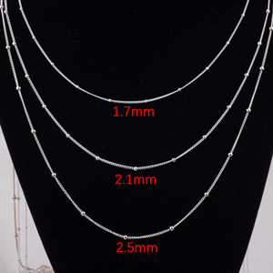 Catena a sfera piatta con perline 925 in argento Sterling di nicchia 1.7 mm2.1 mm2.5mm catena <span class=keywords><strong>satellitare</strong></span> per creazione di gioielli braccialetto collana fai da te - Product Image 3