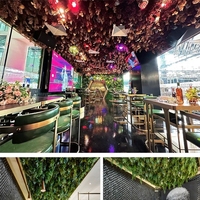 Vente en gros d'hôtel restaurant hall toit vert fausse feuille herbe panneau mural verdure plafond artificiel feuilles suspendues décor végétal