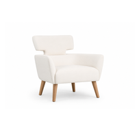 Fauteuil lounge commercial EziDone TB505 blanc pur avec pieds en bois naturel et tissu écologique pour hôtels et centres commerciaux