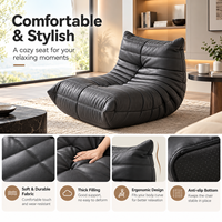 Fauteuil d'appoint Caterpillar en tissu noir aspect cuir, confortable, élégant, durable, ergonomique, pour une meilleure relaxation, avec rembourrage épais