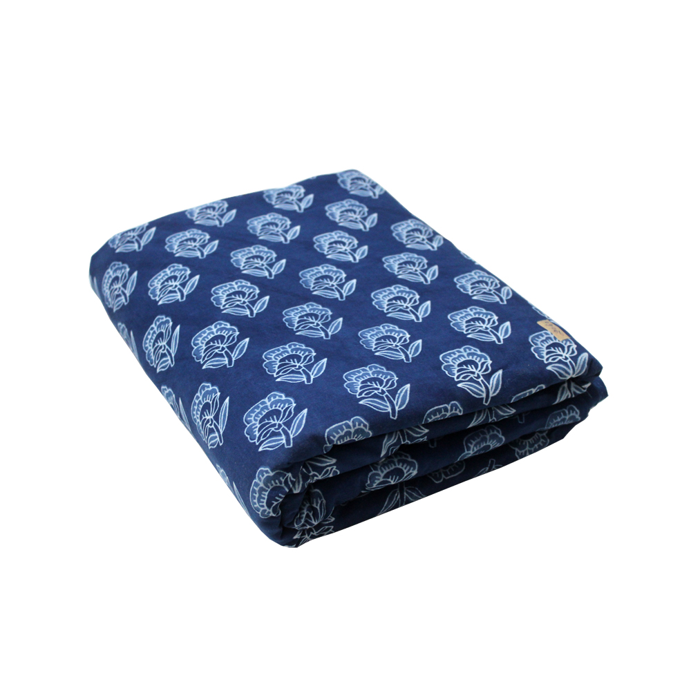 Индийская хлопчатобумажная ткань ручная печать блочная Печать Ткань Индиго цветочный принт