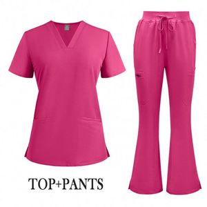 Hot Sale Custom Logo Soft Women's Hospital Surgical Scrubs Spandex Polyester Rayon Surgery Nurse <b>Doctor</b> Scrub <b>Set</b> - Product Image 4