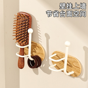 Soporte de pared para ganchos de horquillas, color nogal negro, adhesivo, sin taladro, sin perforaciones, organizador de almacenamiento para baño y dormitorio - Product Image 5