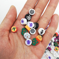 Cuentas sueltas de arcilla polimérica para fabricación de pulseras, abalorios con diseño de murciélago, calabaza, fantasma, Araña, para halloween, 10mm, 100 unidades