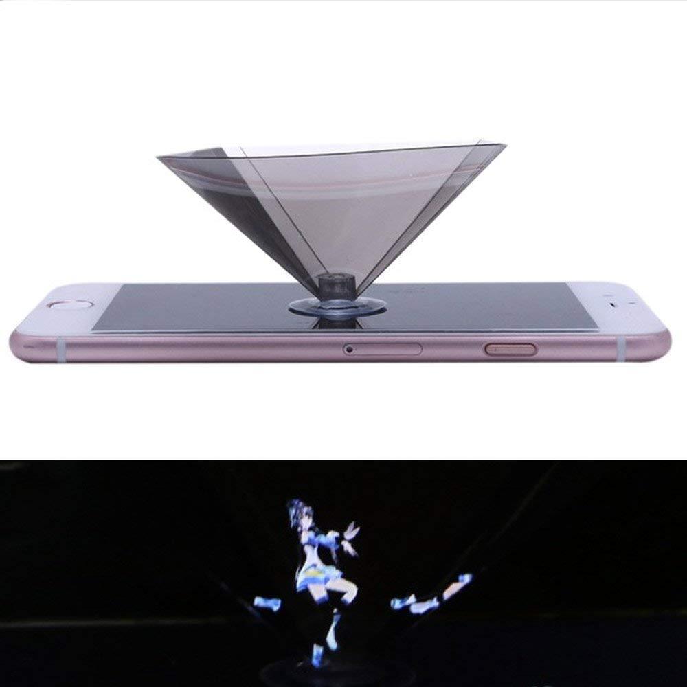 Projecteur Holographique 3D Pour Smartphone - Support Pyramide - Crée Des Hologrammes 360° - Noir