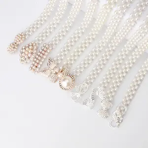 Cintura decorativa con strass a catena in vita con perle da donna