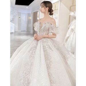 Abito da <span class=keywords><strong>sposa</strong></span> principale con spalle scoperte <span class=keywords><strong>sposa</strong></span> grande ragazza piccola francese abito da <span class=keywords><strong>sposa</strong></span> leggero da sogno - Product Image 1