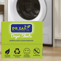 OEM Gratis Sample 5-in-1 Sport & Huisdieren Geurverwijderaar Droogdoekjes Textielverzachterdoekjes Met Fruitgeur en Milieuvriendelijk