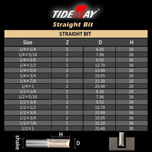 Tideway zlc0102 đôi Flute Plunge Router bit Carbide nghiêng mặt Mill chế biến gỗ công cụ Khoan Bits thẳng Router bit - Product Image 6