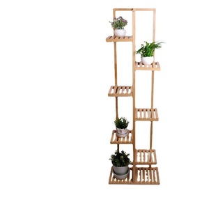 Multi-tiered indoor/home balcony storage rack, bamboo, space-saving living room <b>planter</b>, floor-standing potted <b>planter</b>, - Product Image 3