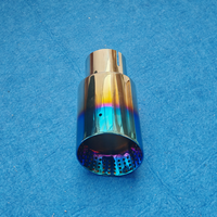 Punta de escape universal de acero inoxidable de 3.5 pulgadas, azul quemado, corte inclinado, pulido espejo, para silenciador y tubo de escape, pieza exterior de coche