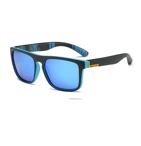 Lunettes de soleil rectangulaires polarisées, monture noire et bleue, protection UV 100%, activités de plein air, unisexe, adulte - Product Image 4