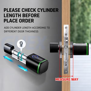 Cerradura inteligente de aluminio para puerta de entrada, control por app Tuya, contraseña, huella digital y cilindro - Product Image 5