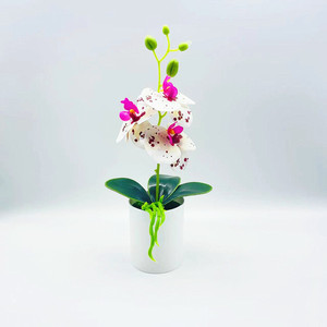 Qi Xing Artificial Phalaenopsis Orchid <b>30cm</b> Soft PVC <b>Potted</b> <b>Plant</b> For Home Decor - Product Image 3