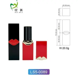 Wholesale Square Red Black Heart Shaped Lipstick Packaging 20g Lip Balm Container Empty Lipstick Tubes