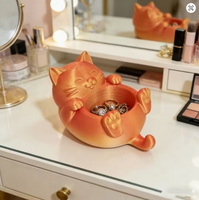 Boîte de rangement en plastique Chat porte-bonheur, support à bibelots décoratif mignon imprimé en 3D, organisateur de bureau stable, décoration d'intérieur