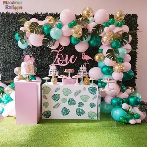 Jungle Theme Party Supply Green Pink Latex Balloons Garland Arch Kit Flamingo Birthday Baby Shower Forest Party Decorations Y370
