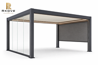 Pergola motorisée intelligente en aluminium RKOVE, pergola de jardin en verre avec écran zip, abri d'ombrage pour piscine, bar et patio