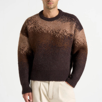 Pull en maille côtelé classique pour homme, col rond, dégradé, coupe oversize, manches longues