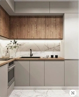 Meuble de cuisine modulaire contemporain en acier inoxydable 304 durable, finition acrylique ignifuge écologique, granit artificiel pour la maison