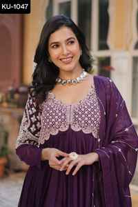 Indian Ethnic Wear Heavy Wedding Wear Anarkali Gowns with <b>Star</b> Georgette with Embroidery Beads Sequins Work Fancy Gowns Set - Product Image 2