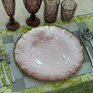 <span class=keywords><strong>Assiette</strong></span> <span class=keywords><strong>rose</strong></span> simple moderne 13 ''Assiettes de présentation en verre à rebord doré pour décoration de fête d'hôtel - Product Image 4
